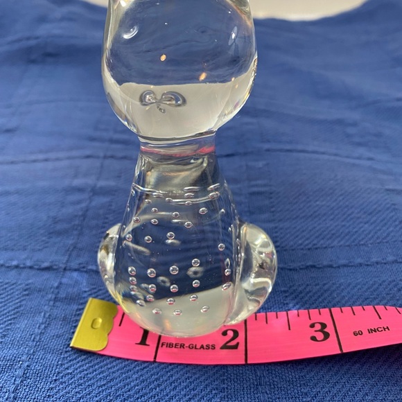 Crystal art glass hand blown cat figure paper weight w:bubbles inside - Picture 7 of 10